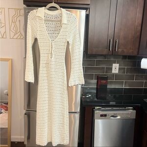 White Knit Beach Coverup